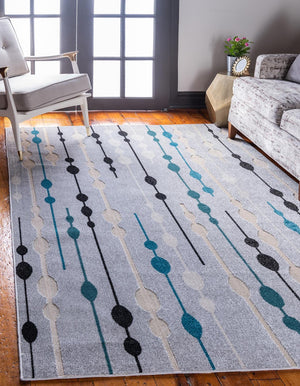 Gray 8' x 10' Outdoor Modern Rectangle Area Rug Weather Resistant for Patio, Deck, Terrace, Balcony, Porch 100% Polypropylene Modern Outside Carpet for Sale at Rug Engine