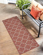 Rust Red 2' 7 x 10' Outdoor Trellis Runner Area Rug Weather Resistant for Patio, Deck, Terrace, Balcony, Porch Geometric Design Water Safe Outside Carpet for Sale at Rug Engine