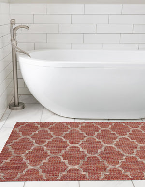 Rust Red 2' x 8' Outdoor Trellis Runner Area Rug Weather Resistant for Patio, Deck, Terrace, Balcony, Porch Geometric Design Water Safe Outside Carpet for Sale at Rug Engine