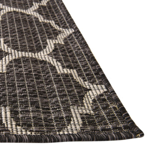 Black 2' x 8' Outdoor Trellis Runner Area Rug Weather Resistant for Patio, Deck, Terrace, Balcony, Porch Geometric Design Water Safe Outside Carpet for Sale at Rug Engine