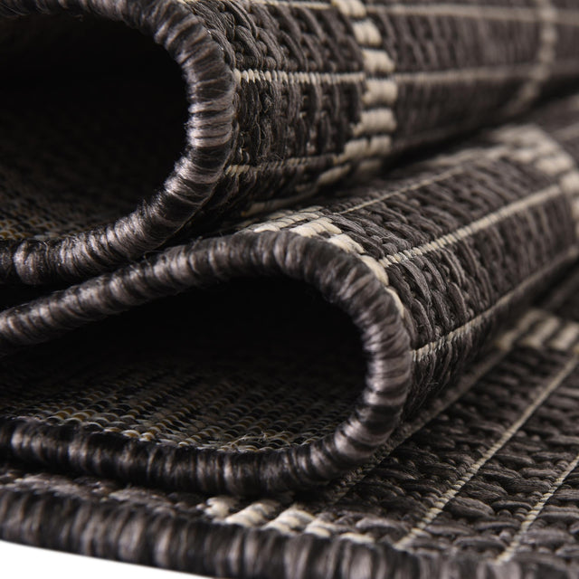Black 2' x 8' Outdoor Trellis Runner Area Rug Weather Resistant for Patio, Deck, Terrace, Balcony, Porch Geometric Design Water Safe Outside Carpet for Sale at Rug Engine