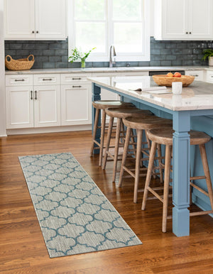 Gray 2' x 6' 1 Outdoor Trellis Runner Area Rug Weather Resistant for Patio, Deck, Terrace, Balcony, Porch Geometric Design Water Safe Outside Carpet for Sale at Rug Engine