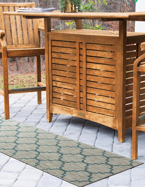 Gray 2' 7 x 10' Outdoor Trellis Runner Area Rug Weather Resistant for Patio, Deck, Terrace, Balcony, Porch Geometric Design Water Safe Outside Carpet for Sale at Rug Engine
