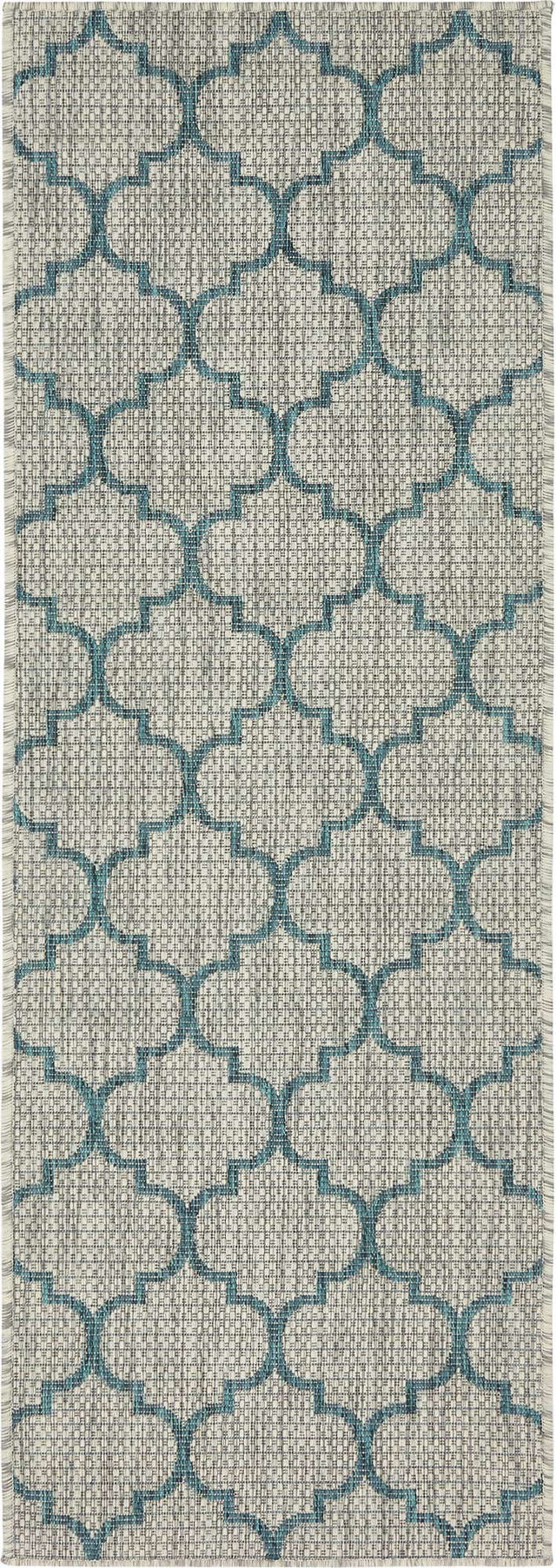 Gray 2' x 6' 1 Outdoor Trellis Runner Area Rug Weather Resistant for Patio, Deck, Terrace, Balcony, Porch Geometric Design Water Safe Outside Carpet for Sale at Rug Engine