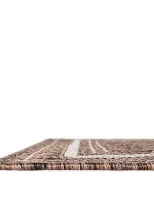 Brown 2' 7 x 10' Outdoor Border Runner Area Rug Weather Resistant for Patio, Deck, Terrace, Balcony, Porch 100% Polypropylene Classic Bordered Carpet for Sale at Rug Engine