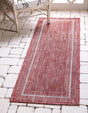 Rust Red 2' x 6' 1 Outdoor Border Runner Area Rug Weather Resistant for Patio, Deck, Terrace, Balcony, Porch 100% Polypropylene Classic Bordered Carpet for Sale at Rug Engine