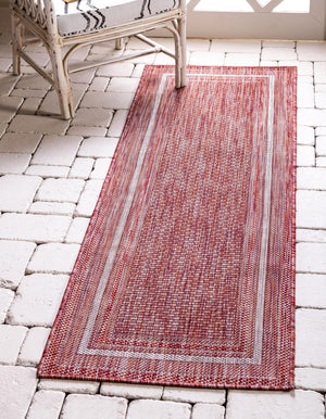 Rust Red 2' x 8' Outdoor Border Runner Area Rug Weather Resistant for Patio, Deck, Terrace, Balcony, Porch 100% Polypropylene Classic Bordered Carpet for Sale at Rug Engine