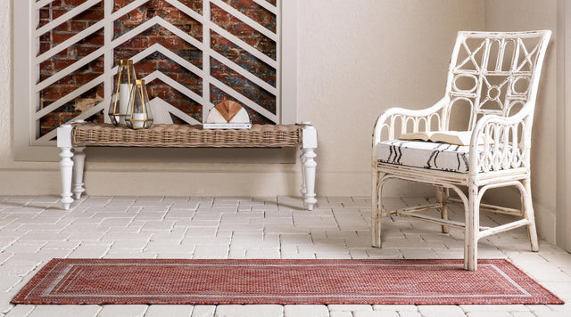 Rust Red 2' x 6' 1 Outdoor Border Runner Area Rug Weather Resistant for Patio, Deck, Terrace, Balcony, Porch 100% Polypropylene Classic Bordered Carpet for Sale at Rug Engine