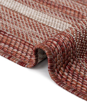 Rust Red 2' x 8' Outdoor Border Runner Area Rug Weather Resistant for Patio, Deck, Terrace, Balcony, Porch 100% Polypropylene Classic Bordered Carpet for Sale at Rug Engine