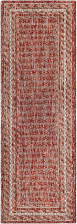 Rust Red 2' x 6' 1 Outdoor Border Runner Area Rug Weather Resistant for Patio, Deck, Terrace, Balcony, Porch 100% Polypropylene Classic Bordered Carpet for Sale at Rug Engine