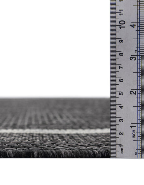 Black 2' x 8' Outdoor Border Runner Area Rug Weather Resistant for Patio, Deck, Terrace, Balcony, Porch 100% Polypropylene Classic Bordered Carpet for Sale at Rug Engine