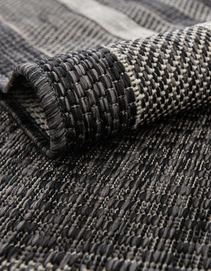 Black 2' x 8' Outdoor Border Runner Rug