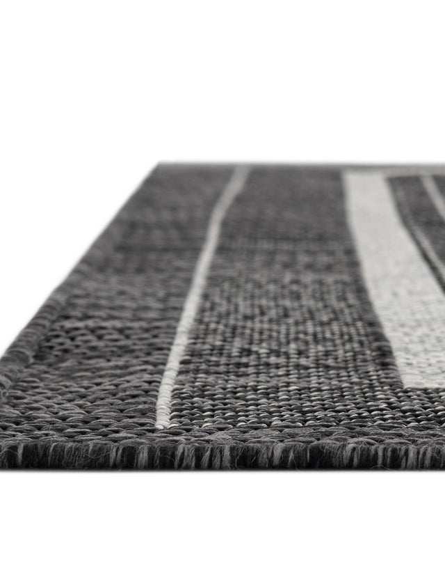 Black 2' x 8' Outdoor Border Runner Rug