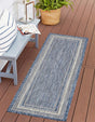 Blue 2' x 8' Outdoor Border Runner Area Rug Weather Resistant for Patio, Deck, Terrace, Balcony, Porch 100% Polypropylene Classic Bordered Carpet for Sale at Rug Engine