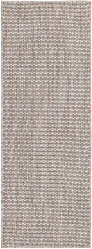 Beige 2' x 6' 1 Outdoor Solid Runner Area Rug Weather Resistant for Patio, Deck, Terrace, Balcony, Porch 100% Polypropylene Minimalist Waterproof Carpet for Sale at Rug Engine