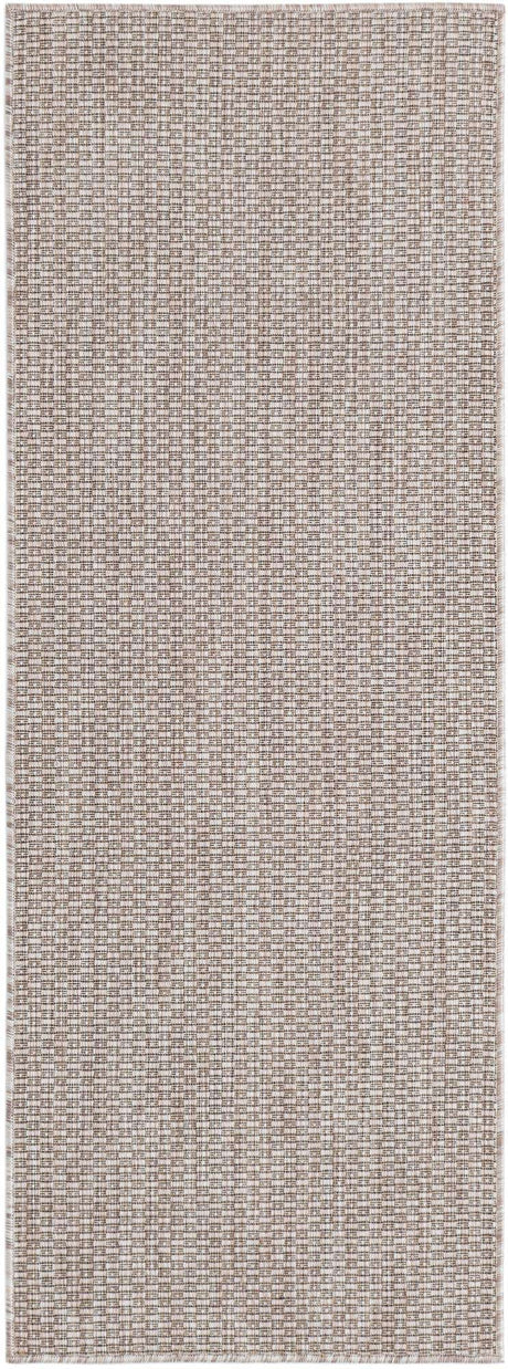 Beige 2' x 6' 1 Outdoor Solid Runner Area Rug Weather Resistant for Patio, Deck, Terrace, Balcony, Porch 100% Polypropylene Minimalist Waterproof Carpet for Sale at Rug Engine