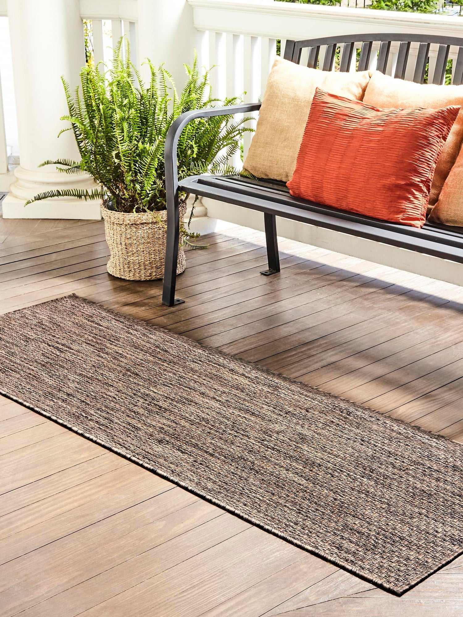 Light Brown 2' x 7' 1 Outdoor Solid Runner Area Rug Weather Resistant for Patio, Deck, Terrace, Balcony, Porch 100% Polypropylene Minimalist Waterproof Carpet for Sale at Rug Engine