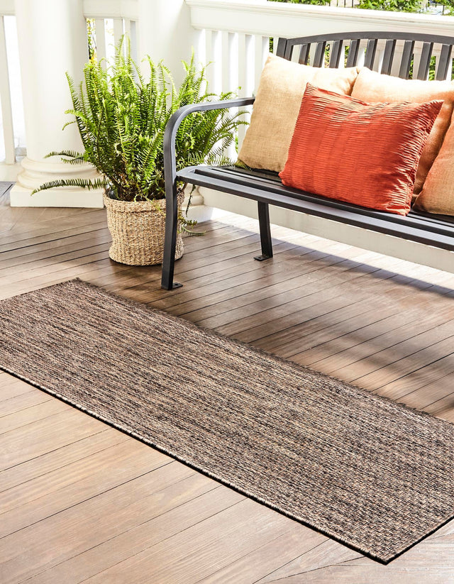 Light Brown 2' x 7' 1 Outdoor Solid Runner Area Rug Weather Resistant for Patio, Deck, Terrace, Balcony, Porch 100% Polypropylene Minimalist Waterproof Carpet for Sale at Rug Engine