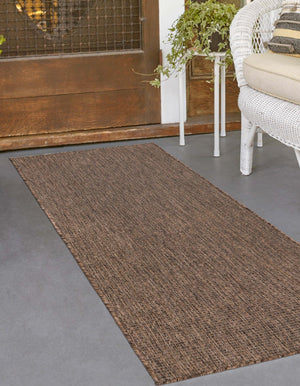 Light Brown 2' 7 x 10' Outdoor Solid Runner Area Rug Weather Resistant for Patio, Deck, Terrace, Balcony, Porch 100% Polypropylene Minimalist Waterproof Carpet for Sale at Rug Engine