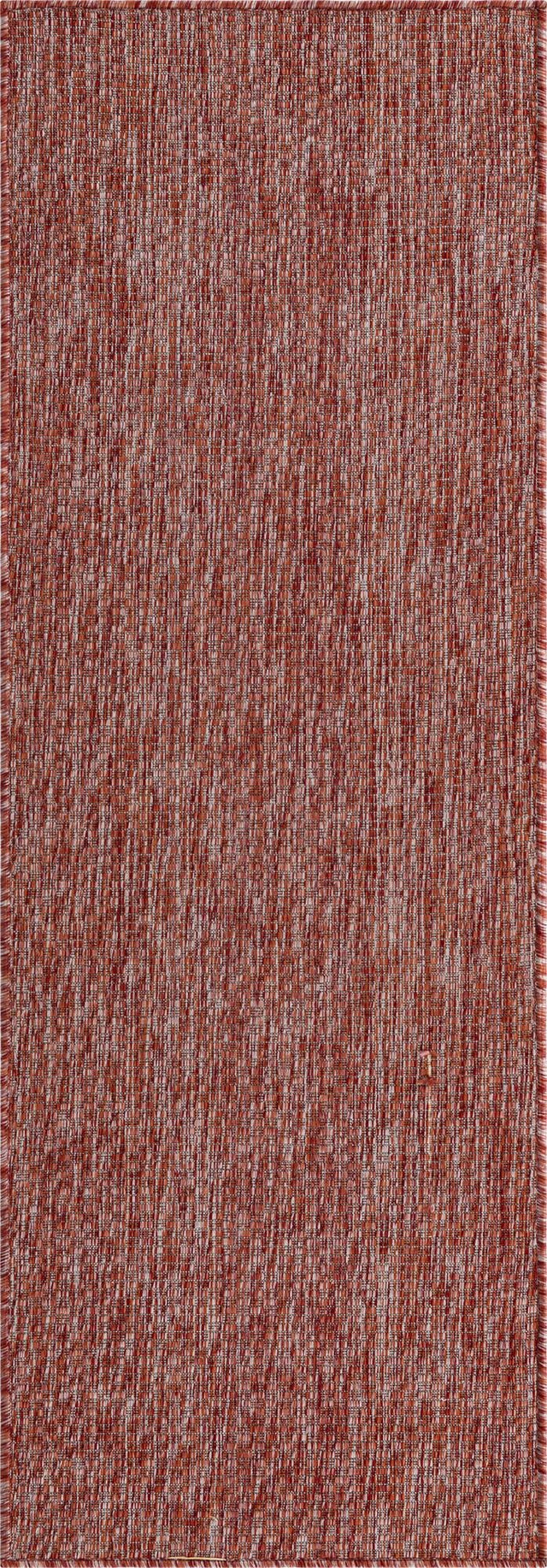Rust Red 2' x 6' 1 Outdoor Solid Runner Area Rug Weather Resistant for Patio, Deck, Terrace, Balcony, Porch 100% Polypropylene Minimalist Waterproof Carpet for Sale at Rug Engine