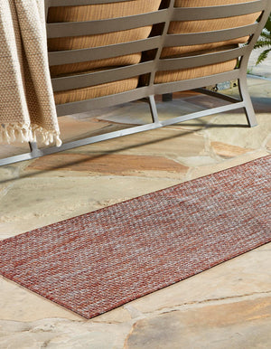 Rust Red 2' x 6' 1 Outdoor Solid Runner Area Rug Weather Resistant for Patio, Deck, Terrace, Balcony, Porch 100% Polypropylene Minimalist Waterproof Carpet for Sale at Rug Engine