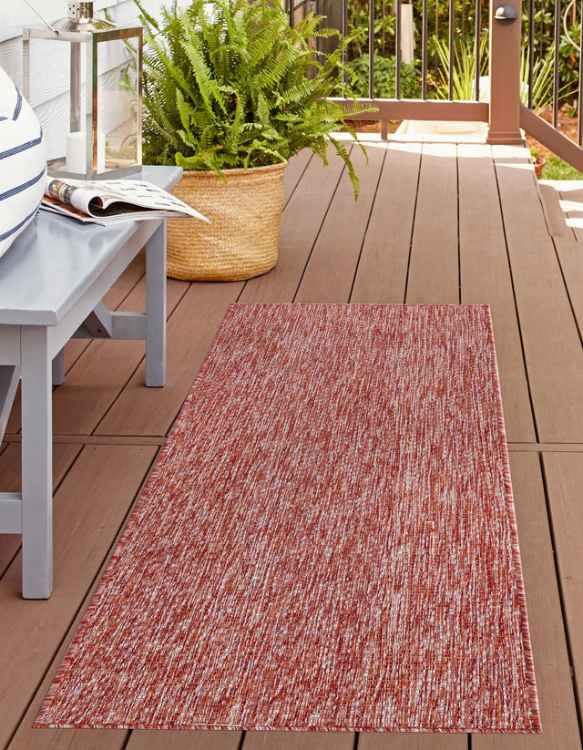 Rust Red 2' x 6' 1 Outdoor Solid Runner Area Rug Weather Resistant for Patio, Deck, Terrace, Balcony, Porch 100% Polypropylene Minimalist Waterproof Carpet for Sale at Rug Engine