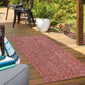 Rust Red 2' x 6' 1 Outdoor Solid Runner Area Rug Weather Resistant for Patio, Deck, Terrace, Balcony, Porch 100% Polypropylene Minimalist Waterproof Carpet for Sale at Rug Engine
