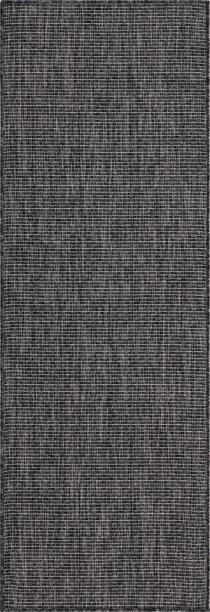 Black 2' x 6' 1 Outdoor Solid Runner Area Rug Weather Resistant for Patio, Deck, Terrace, Balcony, Porch 100% Polypropylene Minimalist Waterproof Carpet for Sale at Rug Engine