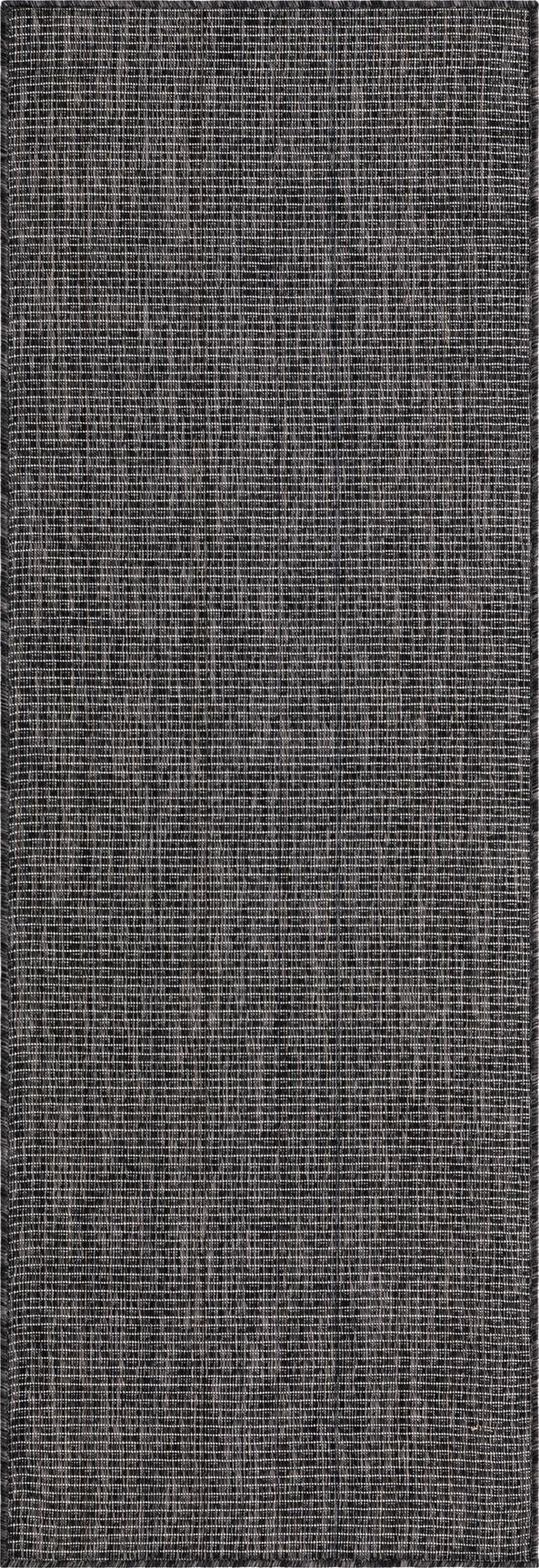 Black 2' x 6' 1 Outdoor Solid Runner Area Rug Weather Resistant for Patio, Deck, Terrace, Balcony, Porch 100% Polypropylene Minimalist Waterproof Carpet for Sale at Rug Engine