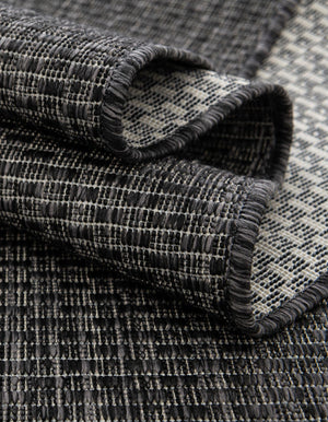 Black 2' x 7' 1 Outdoor Solid Runner Area Rug Weather Resistant for Patio, Deck, Terrace, Balcony, Porch