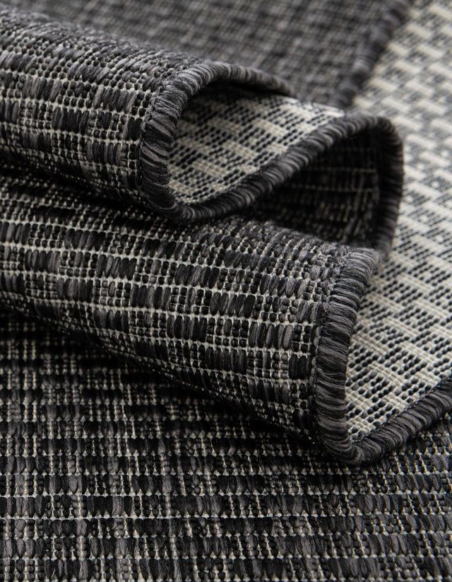 Black 2' x 7' 1 Outdoor Solid Runner Area Rug Weather Resistant for Patio, Deck, Terrace, Balcony, Porch