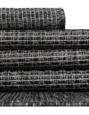 Black 2' x 8' Outdoor Solid Runner Area Rug Weather Resistant for Patio, Deck, Terrace, Balcony, Porch 100% Polypropylene Minimalist Waterproof Carpet for Sale at Rug Engine