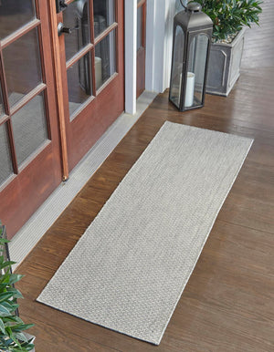 Light Gray 2' x 6' 1 Outdoor Solid Runner Area Rug Weather Resistant for Patio, Deck, Terrace, Balcony, Porch 100% Polypropylene Minimalist Waterproof Carpet for Sale at Rug Engine