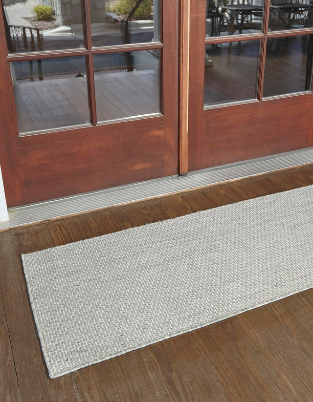 Light Gray 2' 7 x 12' Outdoor Solid Runner Area Rug Weather Resistant for Patio, Deck, Terrace, Balcony, Porch 100% Polypropylene Minimalist Waterproof Carpet for Sale at Rug Engine