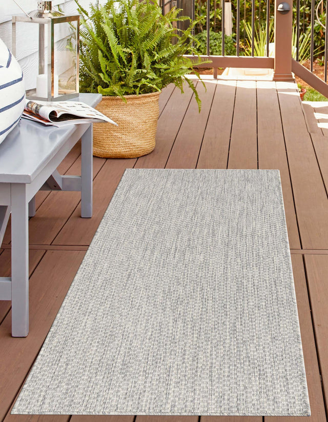 Light Gray 2' 7 x 12' Outdoor Solid Runner Area Rug Weather Resistant for Patio, Deck, Terrace, Balcony, Porch 100% Polypropylene Minimalist Waterproof Carpet for Sale at Rug Engine