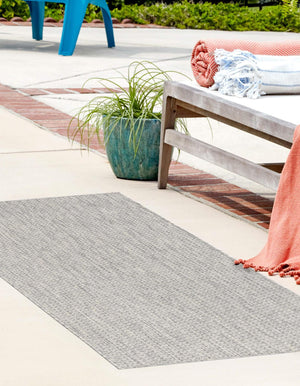 Light Gray 2' x 8' Outdoor Solid Runner Area Rug Weather Resistant for Patio, Deck, Terrace, Balcony, Porch 100% Polypropylene Minimalist Waterproof Carpet for Sale at Rug Engine