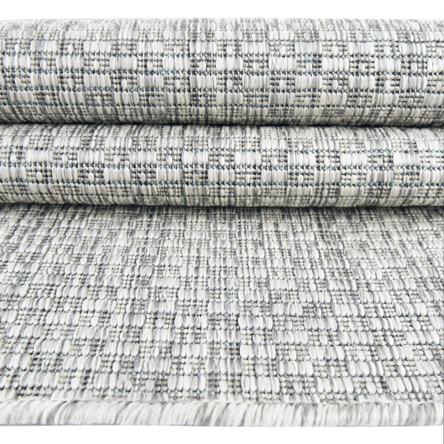 Light Gray 2' 7 x 12' Outdoor Solid Runner Area Rug Weather Resistant for Patio, Deck, Terrace, Balcony, Porch 100% Polypropylene Minimalist Waterproof Carpet for Sale at Rug Engine