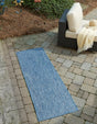 Blue 3' x 10' Outdoor Solid Runner Rug