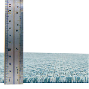 Aquamarine 2' 7 x 10' Outdoor Solid Runner Area Rug Weather Resistant for Patio, Deck, Terrace, Balcony, Porch 100% Polypropylene Minimalist Waterproof Carpet for Sale at Rug Engine
