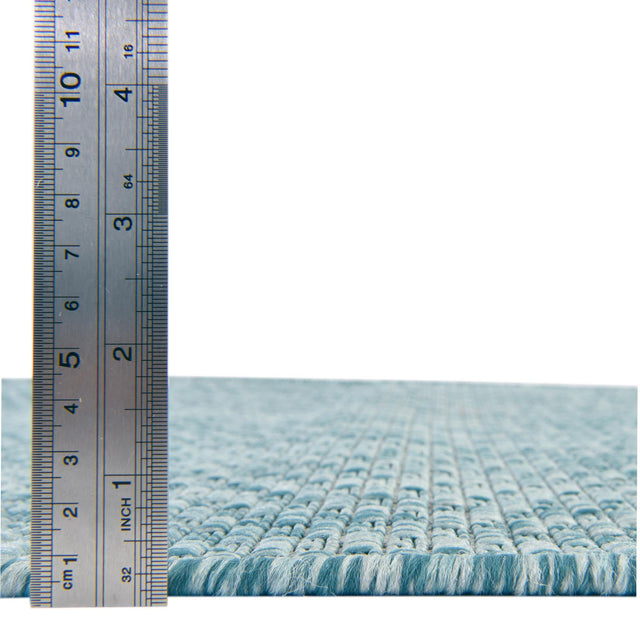 Aquamarine 2' 7 x 10' Outdoor Solid Runner Area Rug Weather Resistant for Patio, Deck, Terrace, Balcony, Porch 100% Polypropylene Minimalist Waterproof Carpet for Sale at Rug Engine