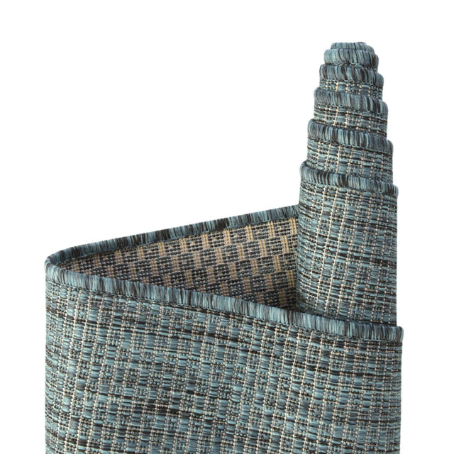 Teal 2' 7 x 12' Outdoor Solid Runner Area Rug Weather Resistant for Patio, Deck, Terrace, Balcony, Porch 100% Polypropylene Minimalist Waterproof Carpet for Sale at Rug Engine