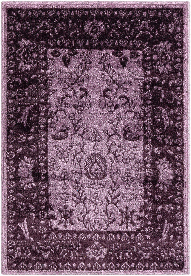 Purple 2' x 3' 1 La Jolla Rectangle Area Rug 100% Polypropylene Traditional Pattern Easy Clean Carpet for Living, Dining, Bedroom, Office for Sale at Rug Engine