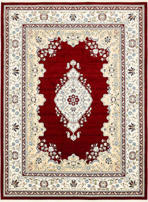 Burgundy 10' x 13' Narenj Rectangle Area Rug 85% Polypropylene & 15% Polyester Traditional Classic Carpet for Living, Dining, Bedrooms, Office for Sale at Rug Engine