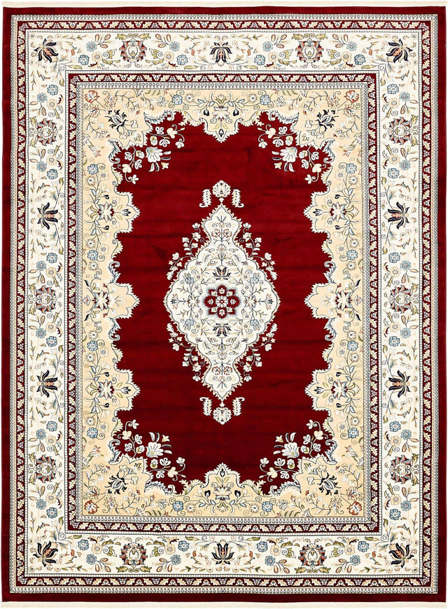 Burgundy 10' x 13' Narenj Rectangle Area Rug 85% Polypropylene & 15% Polyester Traditional Classic Carpet for Living, Dining, Bedrooms, Office for Sale at Rug Engine