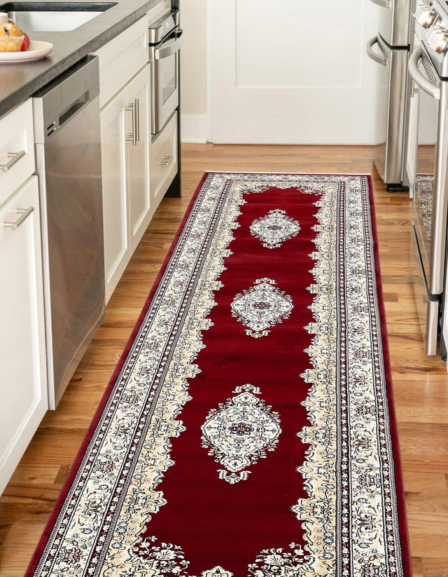 Burgundy 2' 11 x 13' 1 Narenj Runner Area Rug 85% Polypropylene & 15% Polyester Traditional Classic Carpet for Living, Dining, Bedrooms, Office for Sale at Rug Engine