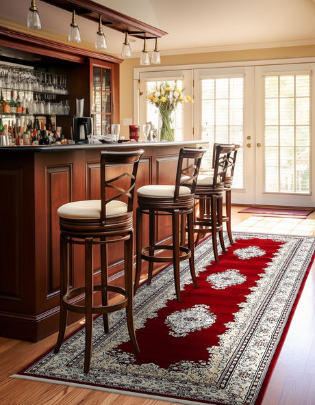 Burgundy 2' 11 x 13' 1 Narenj Runner Area Rug 85% Polypropylene & 15% Polyester Traditional Classic Carpet for Living, Dining, Bedrooms, Office for Sale at Rug Engine
