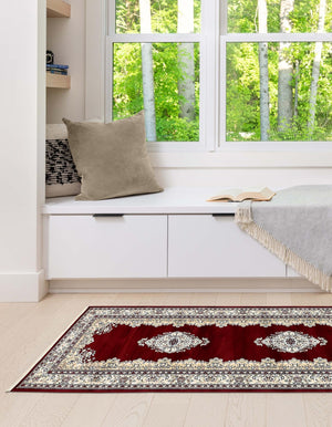 Burgundy 2' 11 x 13' 1 Narenj Runner Area Rug 85% Polypropylene & 15% Polyester Traditional Classic Carpet for Living, Dining, Bedrooms, Office for Sale at Rug Engine