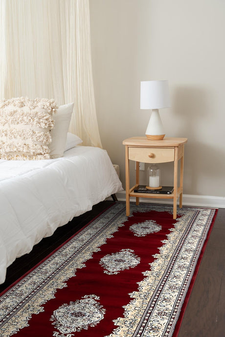 Burgundy 2' 11 x 13' 1 Narenj Runner Area Rug 85% Polypropylene & 15% Polyester Traditional Classic Carpet for Living, Dining, Bedrooms, Office for Sale at Rug Engine