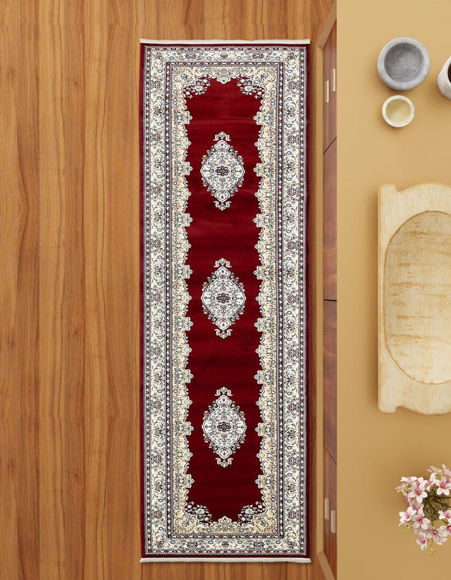 Burgundy 2' 11 x 13' 1 Narenj Runner Area Rug 85% Polypropylene & 15% Polyester Traditional Classic Carpet for Living, Dining, Bedrooms, Office for Sale at Rug Engine
