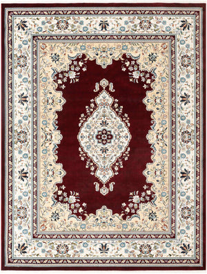 Burgundy 7' 10 x 10' Narenj Rectangle Area Rug 85% Polypropylene & 15% Polyester Traditional Classic Carpet for Living, Dining, Bedrooms, Office for Sale at Rug Engine